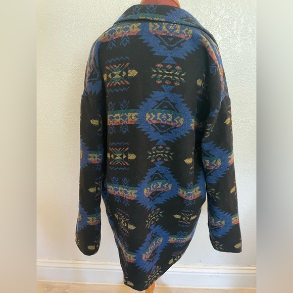 Forever 21 Women's Black Wool Blend Southwestern Aztec Print Blazer Coat Small - Picture 2 of 4